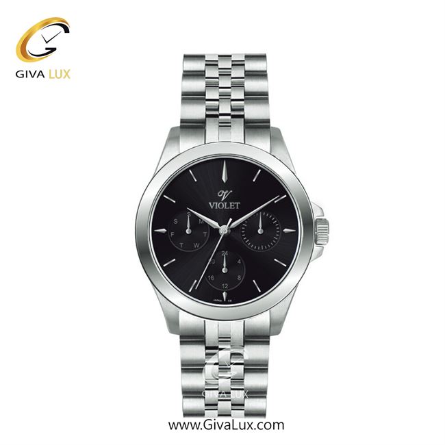 ساعت مچی اورجینال زنانه ویولت VIOLET سه موتوره فول تایم نقره ای | نقره ای| مشکی| کد رفرنس 0624